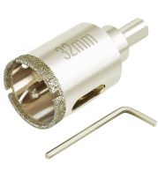 32 mm Marble Hole Saw – Diamond-Coated Core Bit for 32 mm Openings in Marble, Ceramic and Porcelain Tiles, Smooth Fast Cutting with Minimal Chipping